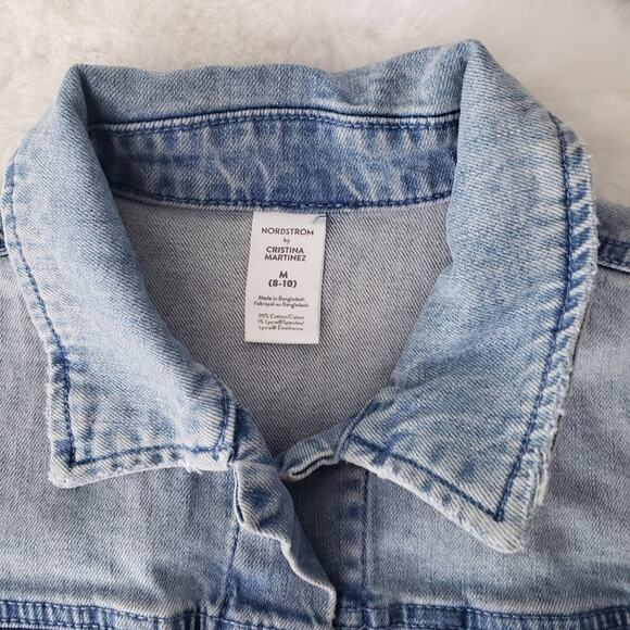 NEW Nordstrom Christina Martinez Denim Jacket Oversized Floral Art Girls Medium - Picture 10 of 10